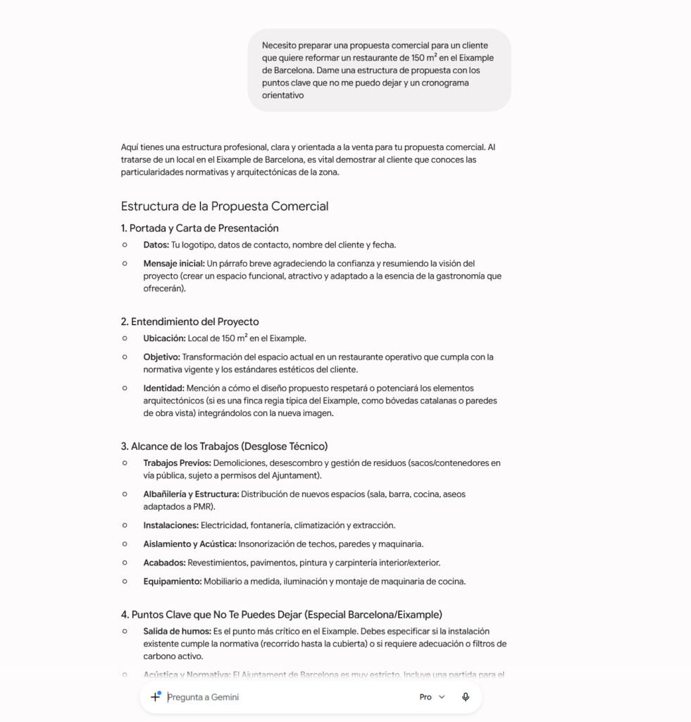 Gemini contestando una pregunta en el chat