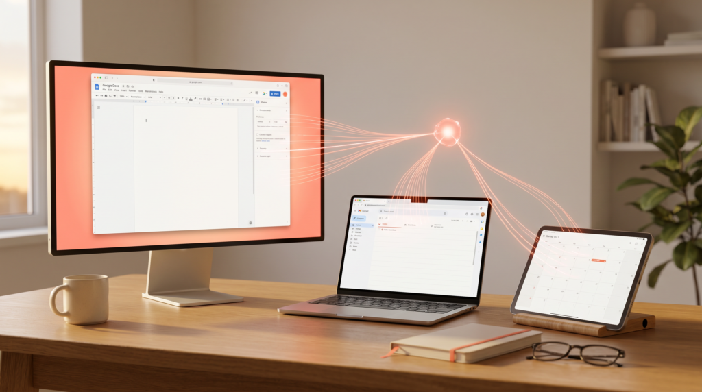 Google Gemini trabajando conjuntamente en  distintos dispositivos