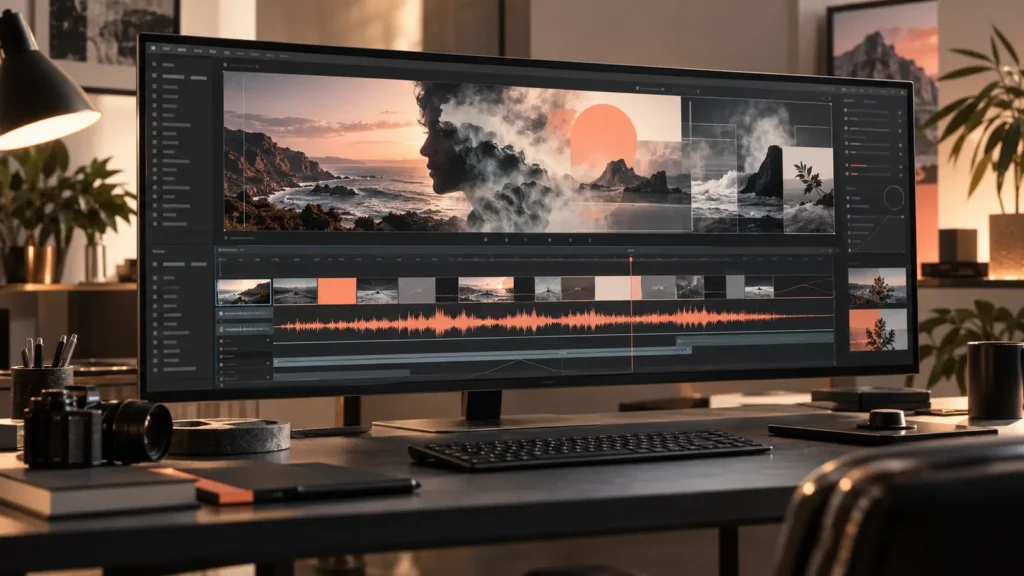 Estudio de edición con vídeo y audio generativos integrados en el flujo de trabajo